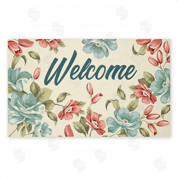 stupell industries Andrea Jasid Grassi | Bright Florals Welcome Non-Woven Door Mat