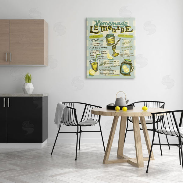 Stupell Industries Andrea Jasid Grassi | Homemade Lemonade Blue Picnic Plaid Vintage Drink Recipe Wall Art