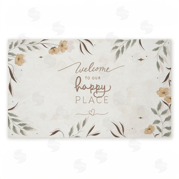 stupell industries Andrea Jasid Grassi | Our Happy Place Floral Welcome Non-Woven Door Mat