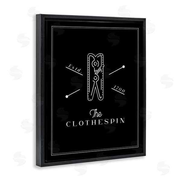 Stupell Industries Andrea Jasid Grassi | The Clothespin Minimal Black White Laundry Room Phrase Wall Art