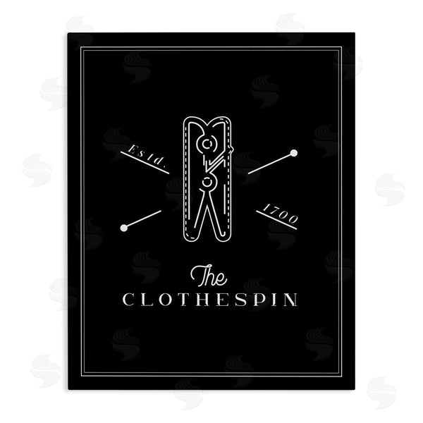 stupell industries Andrea Jasid Grassi | The Clothespin Minimal Black White Laundry Room Phrase Wall Art