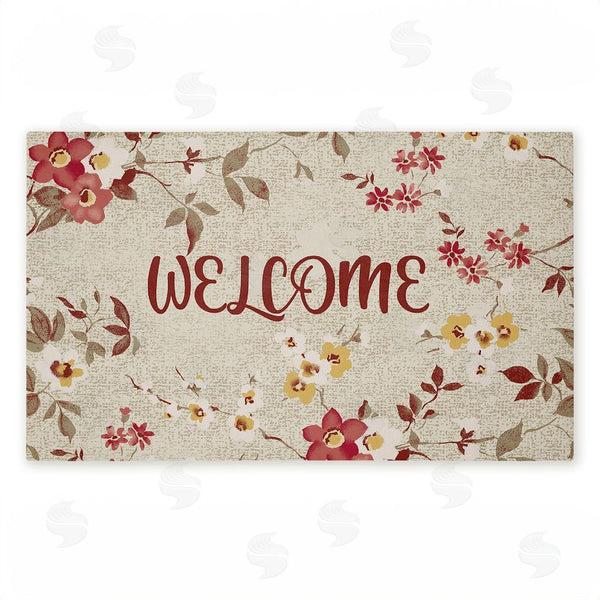 stupell industries Andrea Jasid Grassi | Welcome with Fall Blossoms Non-Woven Door Mat