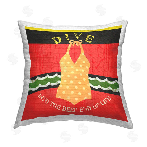 Stupell Industries Andrea Tachiera | Dive Rustic Swimsuit Printed Throw Pillow