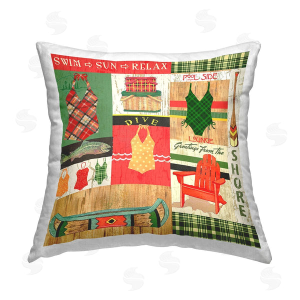 stupell industries Andrea Tachiera | Summer Swimsuit Collage Printed Throw Pillow