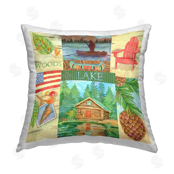 Stupell Industries Andrea Tachiera | Summer Woodland Collage Printed Throw Pillow