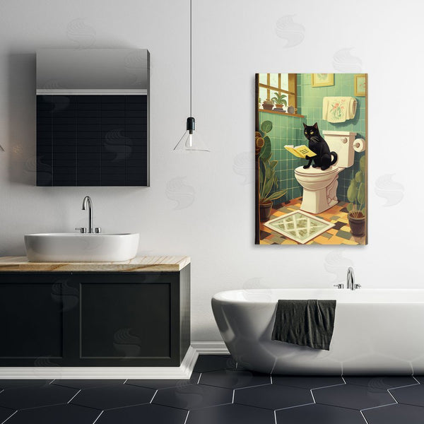 Stupell Industries Andreas Magnusson | Cat Reading On Toilet Wall Art