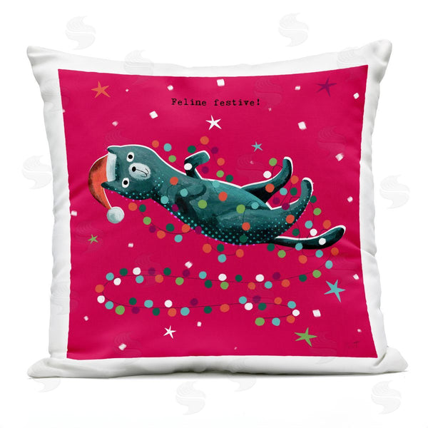 Stupell Industries Andrew Thornton | Feline Festive Christmas Cat Printed Throw Pillow