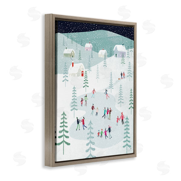 Stupell Industries Andrew Thornton | Ice Skating Families Snowfall Wall Art