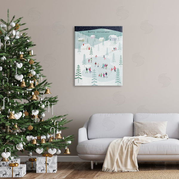 Stupell Industries Andrew Thornton | Merry Christmas Winter Ice Skating Wall Art