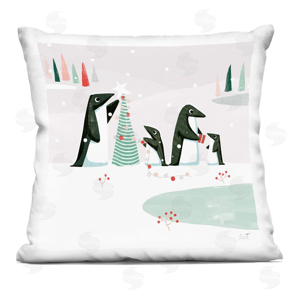 stupell industries Andrew Thornton | Penguins Gift Exchange Winter Printed Throw Pillow
