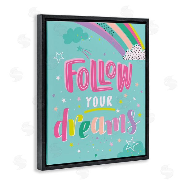 Stupell Industries Angela Nickeas | Follow Your Dreams Bright Whimsical Patterned Rainbow Stars Wall Art