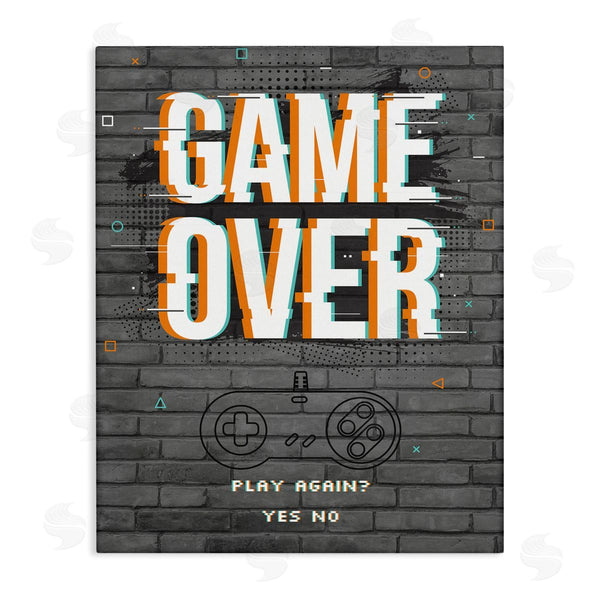 stupell industries Angela Nickeas | Game Over Gamer Phrase Retro Controller Brick Pattern Wall Art