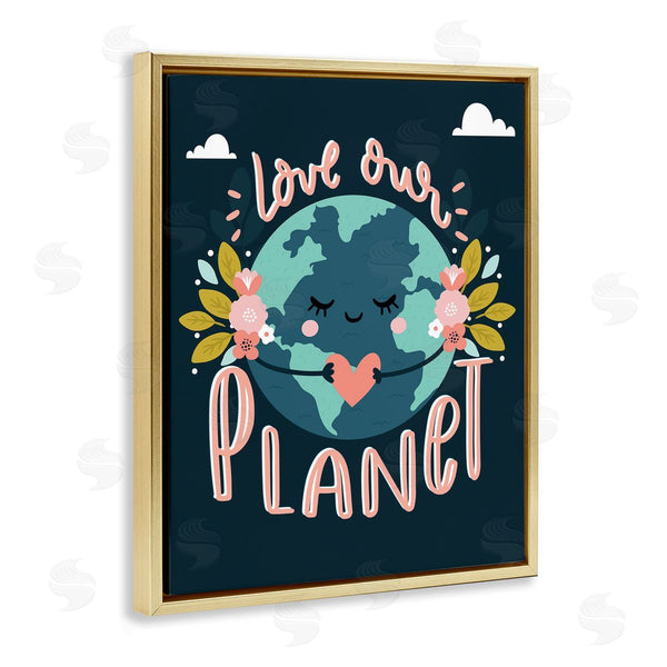 Stupell Industries Angela Nickeas | Love Our Planet Floral Cartoon Earth