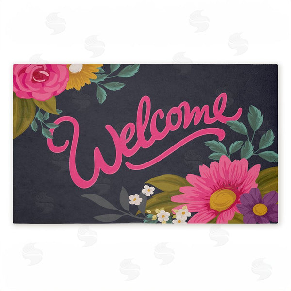 stupell industries Angela Nickeas | Lovely Pink Flower Welcome Non-Woven Door Mat