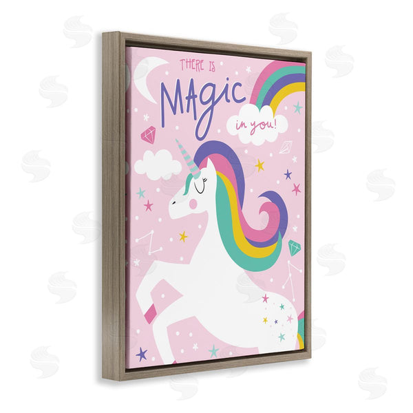 Stupell Industries Angela Nickeas | There's Magic In You Phrase Pink Rainbow Unicorn Wall Art