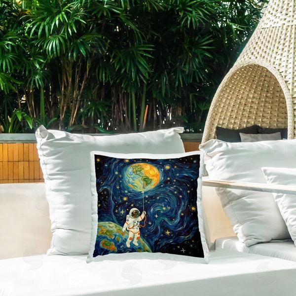 Stupell Industries Angie Hawke | Astronaut With Earth Balloon Printed Throw Pillow