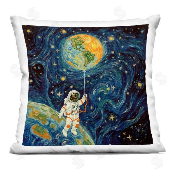 stupell industries Angie Hawke | Astronaut with Earth Balloon Printed Throw Pillow