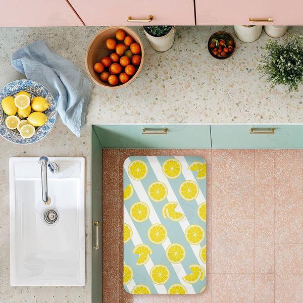 Stupell Industries Anna Quach | Kitchen Lemony Stripes Anti-Fatigue Mat