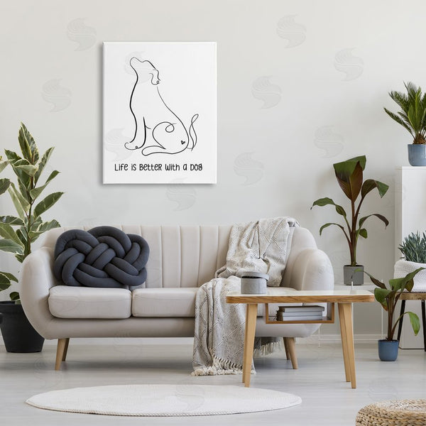 Stupell Industries Anna Quach | Life's Better With Dog Minimal Pet Line Drawing Wall Art