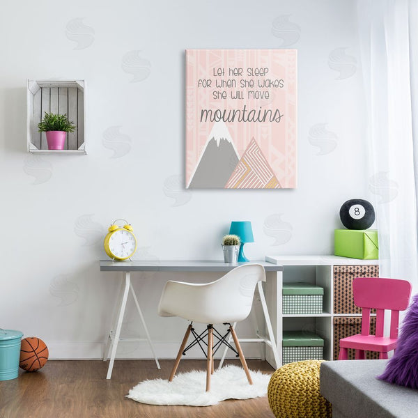 Stupell Industries Anna Quach | She Will Move Mountains Pink Triangular Geometric Pattern Wall Art