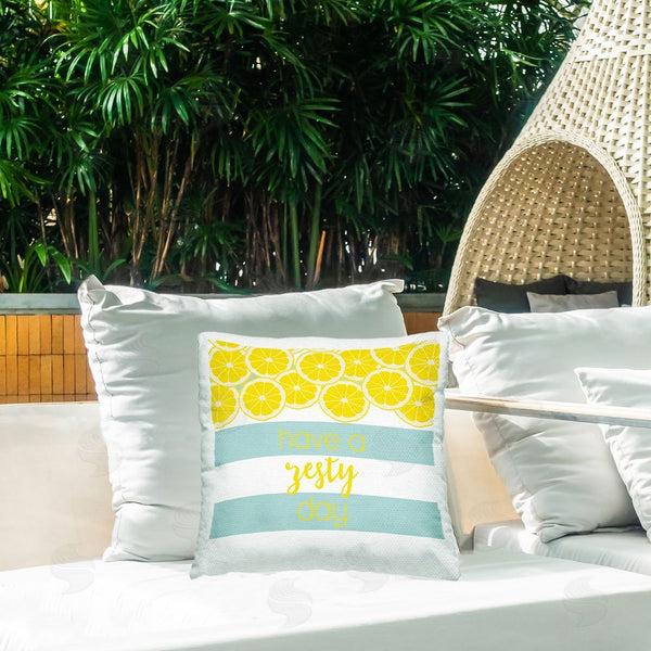 Stupell Industries Anna Quach | Zesty Citrus With Stripes Throw Pillow