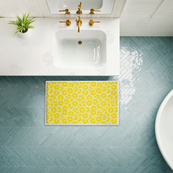 Stupell Industries Anna Quach | Zesty Lemons Everywhere Plush Bath Mat