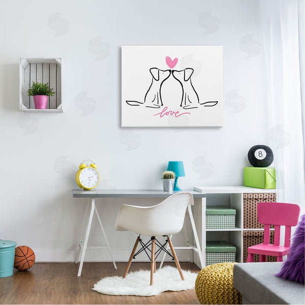 Stupell Industries Anna Whitham | Love Typography Two Dogs Kissing Line Doodle Wall Art