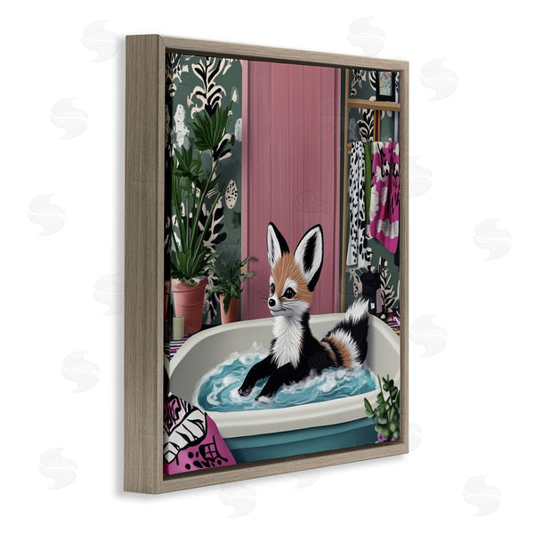 Stupell Industries Annabelle Hall | Bathing Fox In Tropical Bathroom