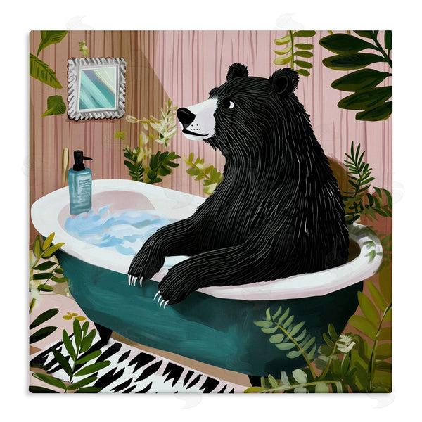 stupell industries Annabelle Hall | Bear in Plant Filled Bath