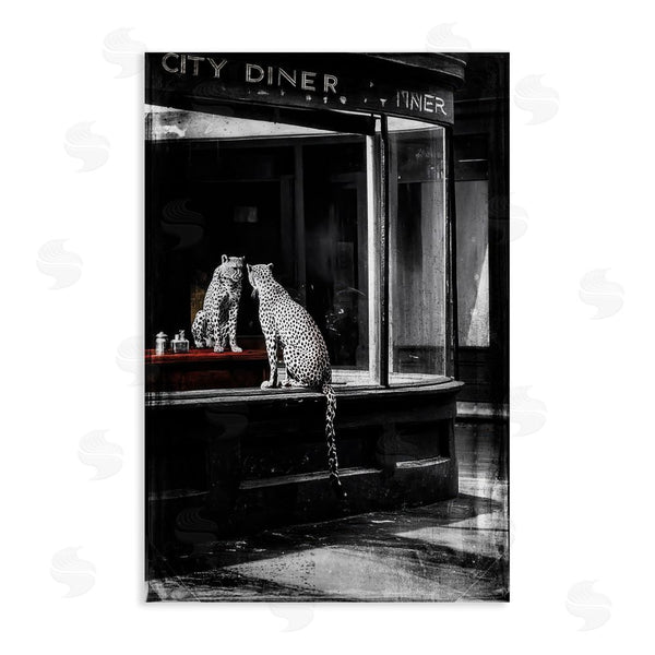 stupell industries Annabelle Hall | Diner Noir Leopard Reflection