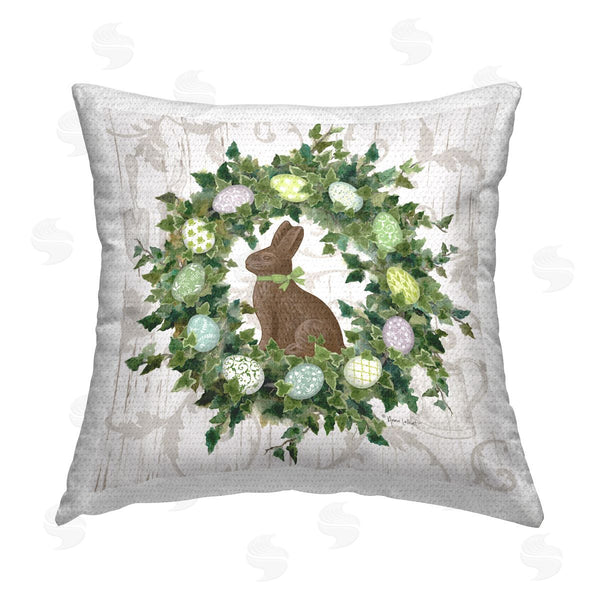 Stupell Industries Annie LaPoint | Spring Easter Egg Wreath Printed Throw Pillow