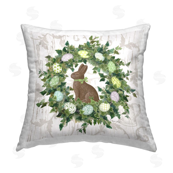 stupell industries Annie LaPoint | Spring Easter Egg Wreath Printed Throw Pillow