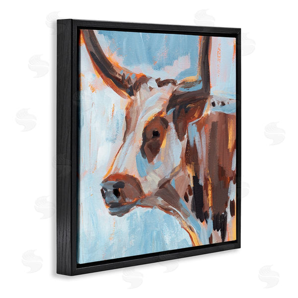 Stupell Industries Annie Warren | Abstract Blue Longhorn Wall Art