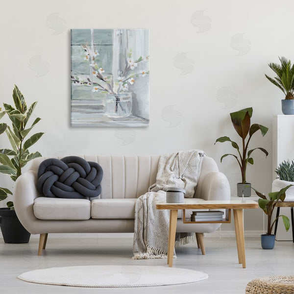 Stupell Industries Annie Warren | Abstract White Flower Window Sill Contemporary Still Life Wall Art