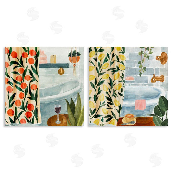 stupell industries Annie Warren | Bathroom Tub And Curtains Interiors Wall Art