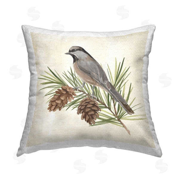Stupell Industries Annie Warren | Bird With Pinecones Printed Throw Pillow