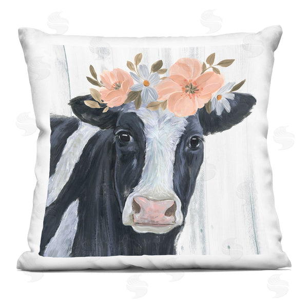 stupell industries Annie Warren | Country Cow Flower Crown Printed Throw Pillow