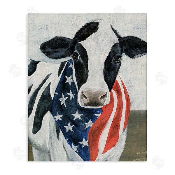 stupell industries Annie Warren | Farm Cow American Flag Animal Wall Art