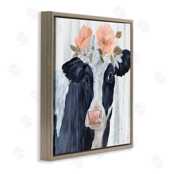 Stupell Industries Annie Warren | Farm Cow Floral Daisy Blooms Wall Art