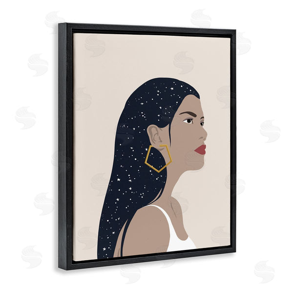 Stupell Industries Annie Warren | Female With Earring Abstract Star Constellation Hair