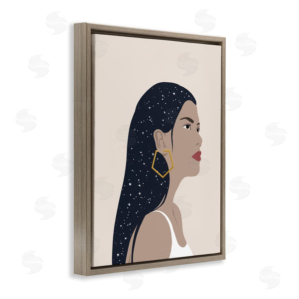 Stupell Industries Annie Warren | Female With Earring Abstract Star Constellation Hair