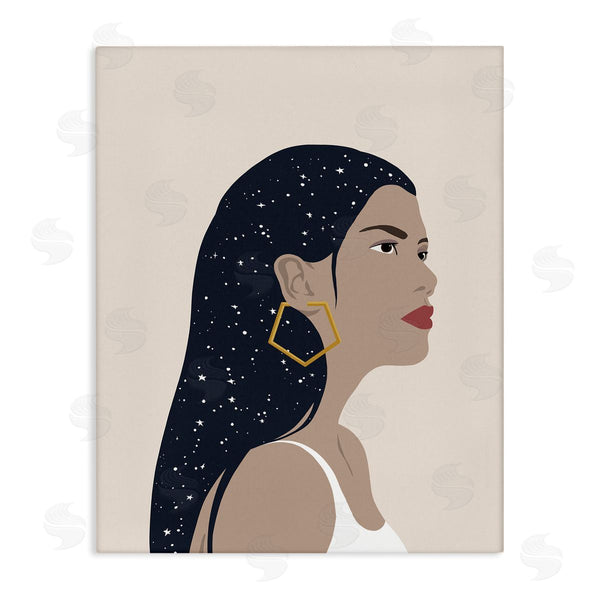 stupell industries Annie Warren | Female With Earring Abstract Star Constellation Hair
