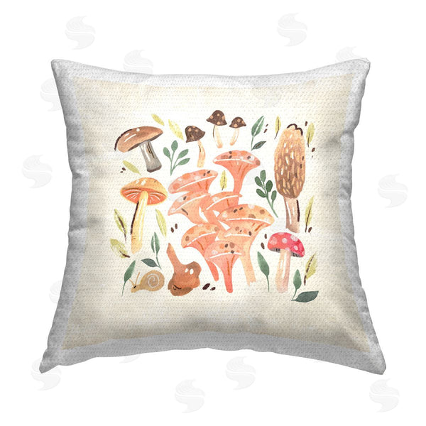 Stupell Industries Annie Warren | Subtle Mushroom Pattern Printed Throw Pillow