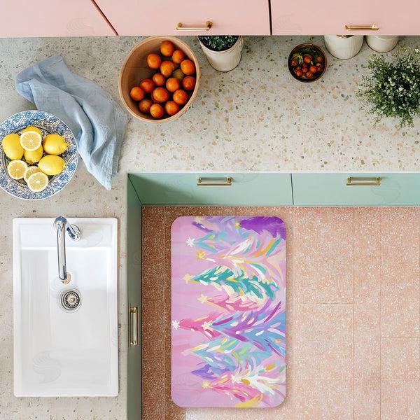 Stupell Industries Arlington Prints | Abstract Pastel Christmas Trees Anti-Fatigue Mat