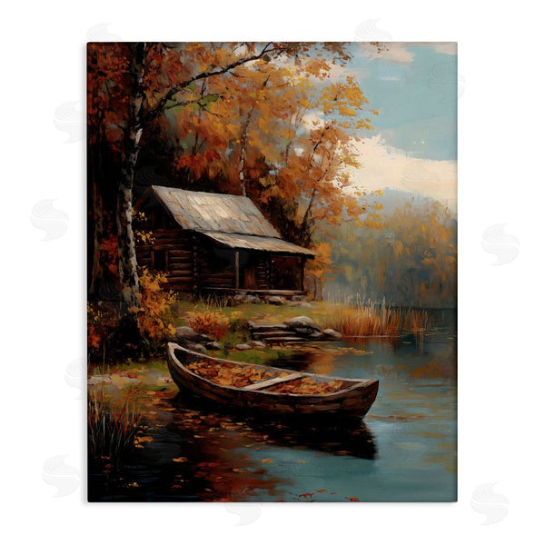 stupell industries Arlington Prints | Autumn Cabin Canoe with Leaves Wall Art