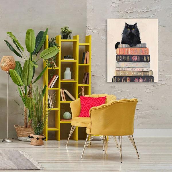 Stupell Industries Arlington Prints | Book Stack Black Cat Wall Art