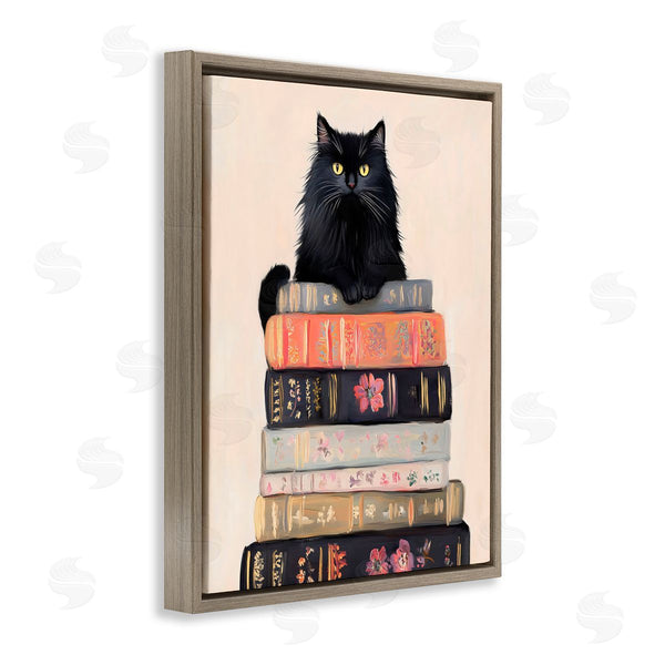 Stupell Industries Arlington Prints | Book Stack Black Cat Wall Art