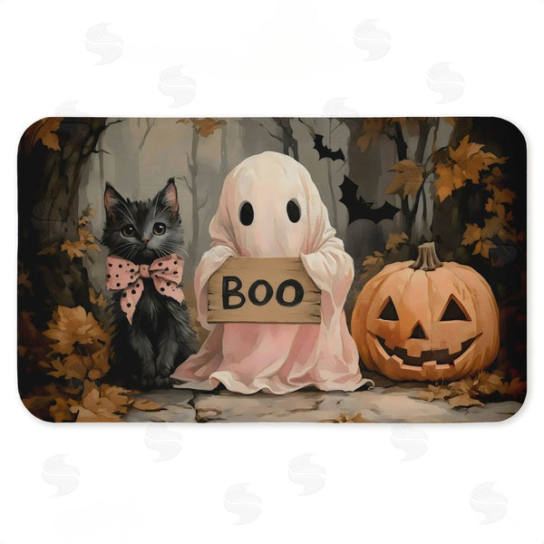 stupell industries Arlington Prints | Cute Halloween Ghost & Kitten Anti-Fatigue Mat