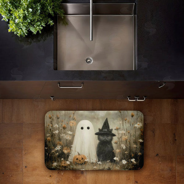 Stupell Industries Arlington Prints | Ghost & Black Kitten Anti-Fatigue Mat