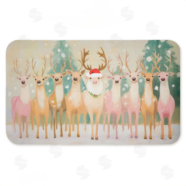 stupell industries Arlington Prints | Pastel Santa's Reindeer Anti-Fatigue Mat